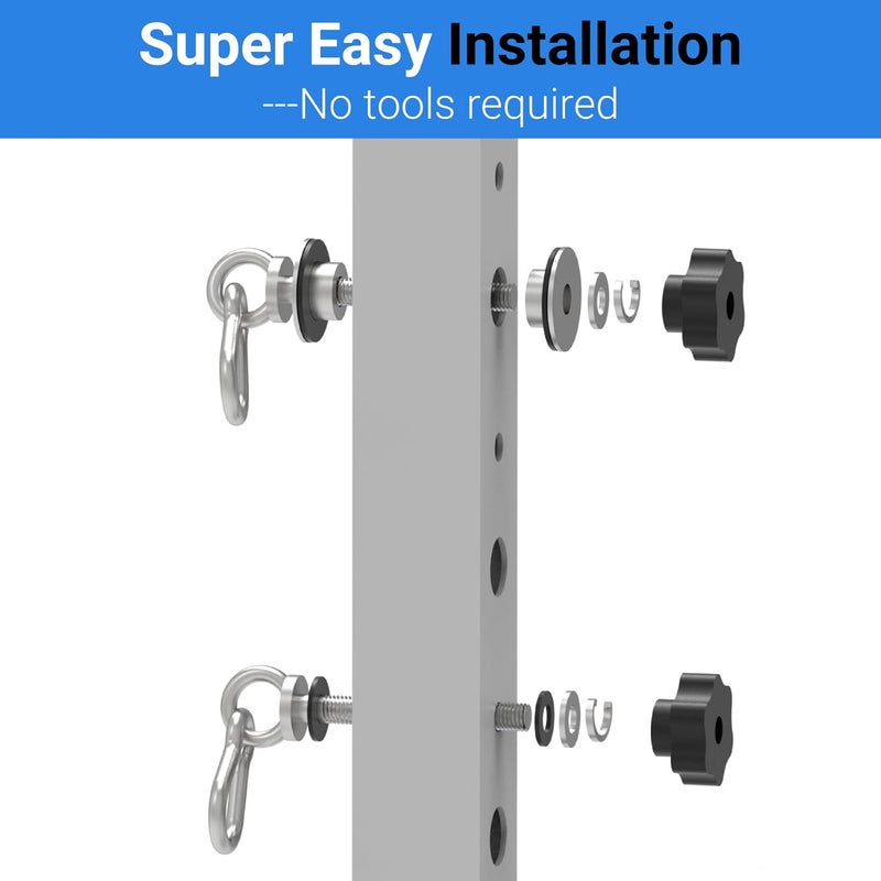 Vatemechie Set of 2 Heavy-Duty Stainless Steel Power Rack Attachments with Quick-Connect Buckles, Fits 2" x 2" or 3" x 3" Racks with 1/2" or 1" Holes, Wobble-Free and Secure Fit - Image 3